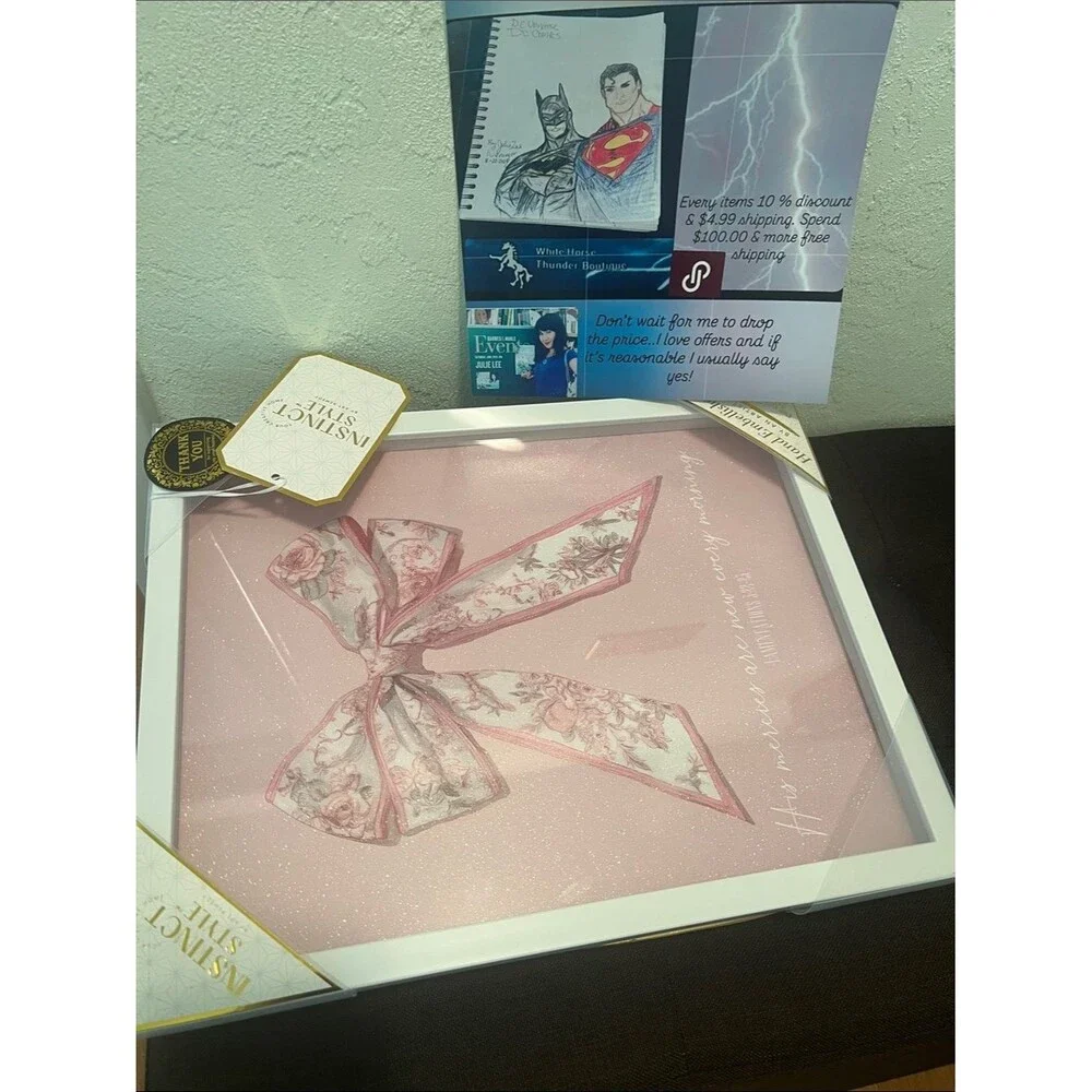 #2237**”12x15” Pink Bow Framed Wall Art